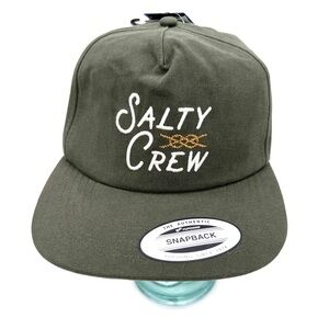 Salty Crew Embroidered Snapback Cap Hat Olive Green One Size NWT